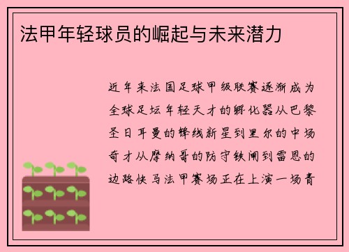 法甲年轻球员的崛起与未来潜力